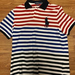 multi color stripe Polo men big pony  classic fit